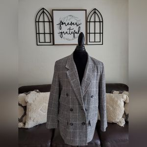 Pendleton Double Breasted Houndstooth Blazer Women's Size 12 Classic Boho Chic